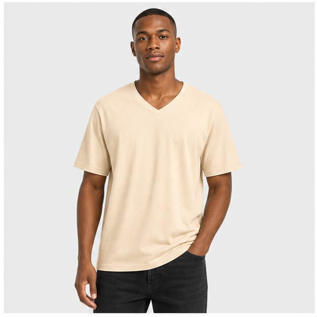 3 Pack Women's Oversized Cotton T-Shirts V Neck Loose Fit Casual Workout Tees Soft Short Sleeve Tops - model view