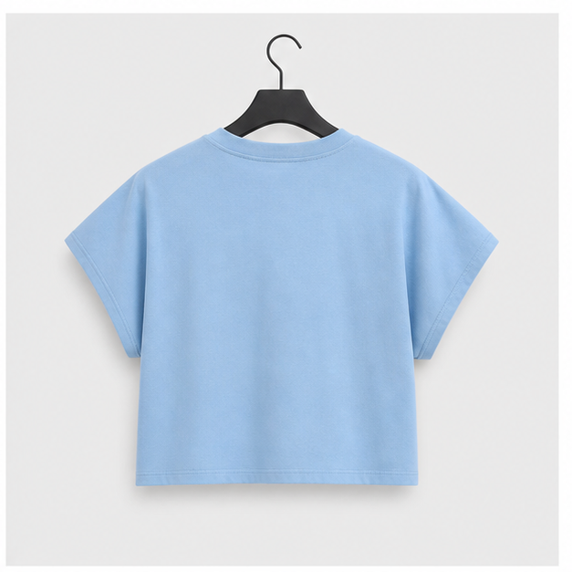 Men's Short Sleeve Crew Neck Cropped T Shirts Summer Basic Baggy Tee Tops - back view
